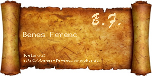 Benes Ferenc névjegykártya